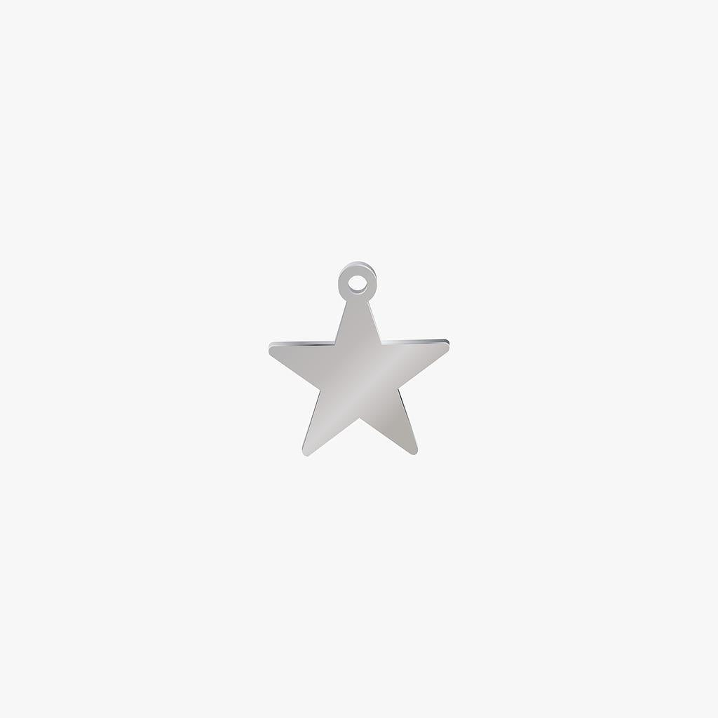 Dije Acero Estrella Plateado 15 x 14mm x 1mm 1 Argolla