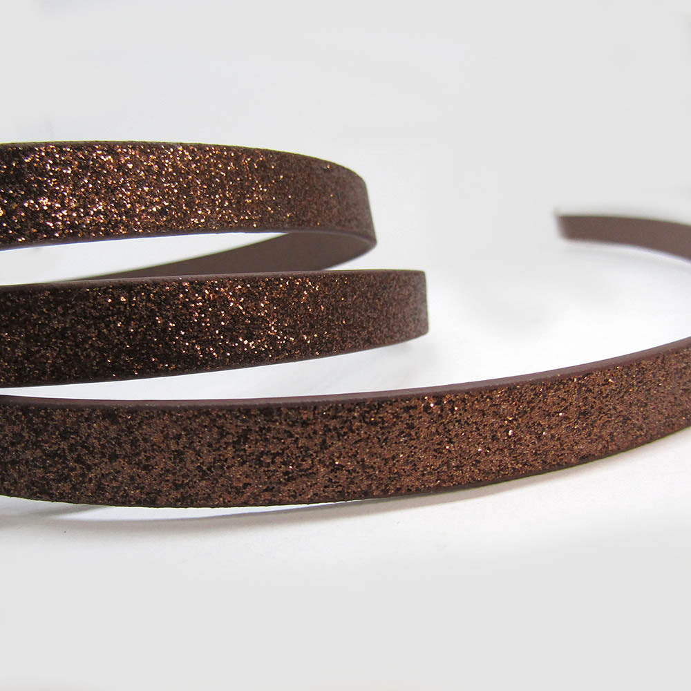 Cuero Natural Plano Bronce-brillos 10 x 2mm x 101.5cm