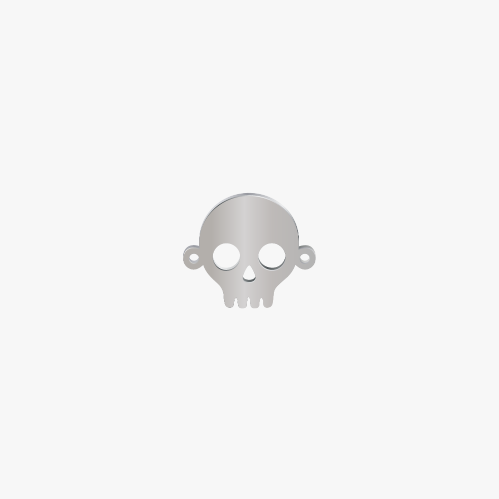 Dije Acero Calavera Plateado 17 x 15mm x 1mm 2 Argolla