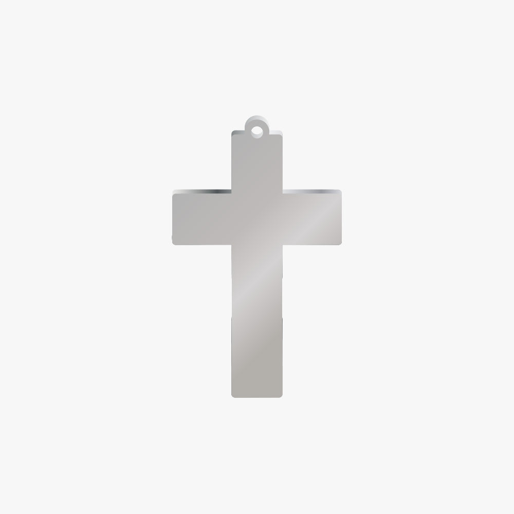 Dije Acero Cruz Ancha Plateado 39 x 25mm x 2mm 1 Argolla