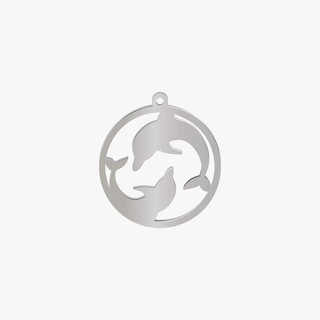 Dije Acero Circulo Delfines 30mm x 1mm 1 Argolla