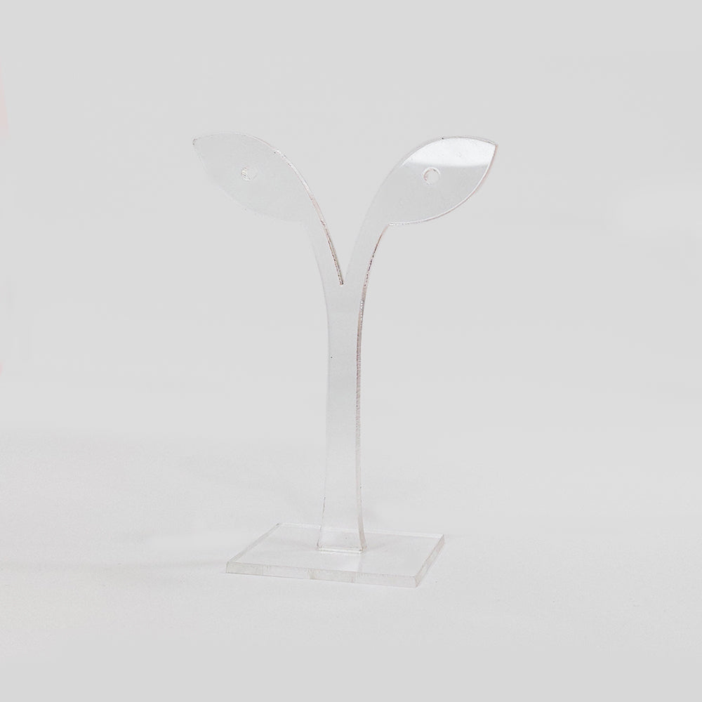 Exhibidor Acrílico Planta 2 Hojas 12.5 x 8mm Base 3.7 x 5cm x 3mm