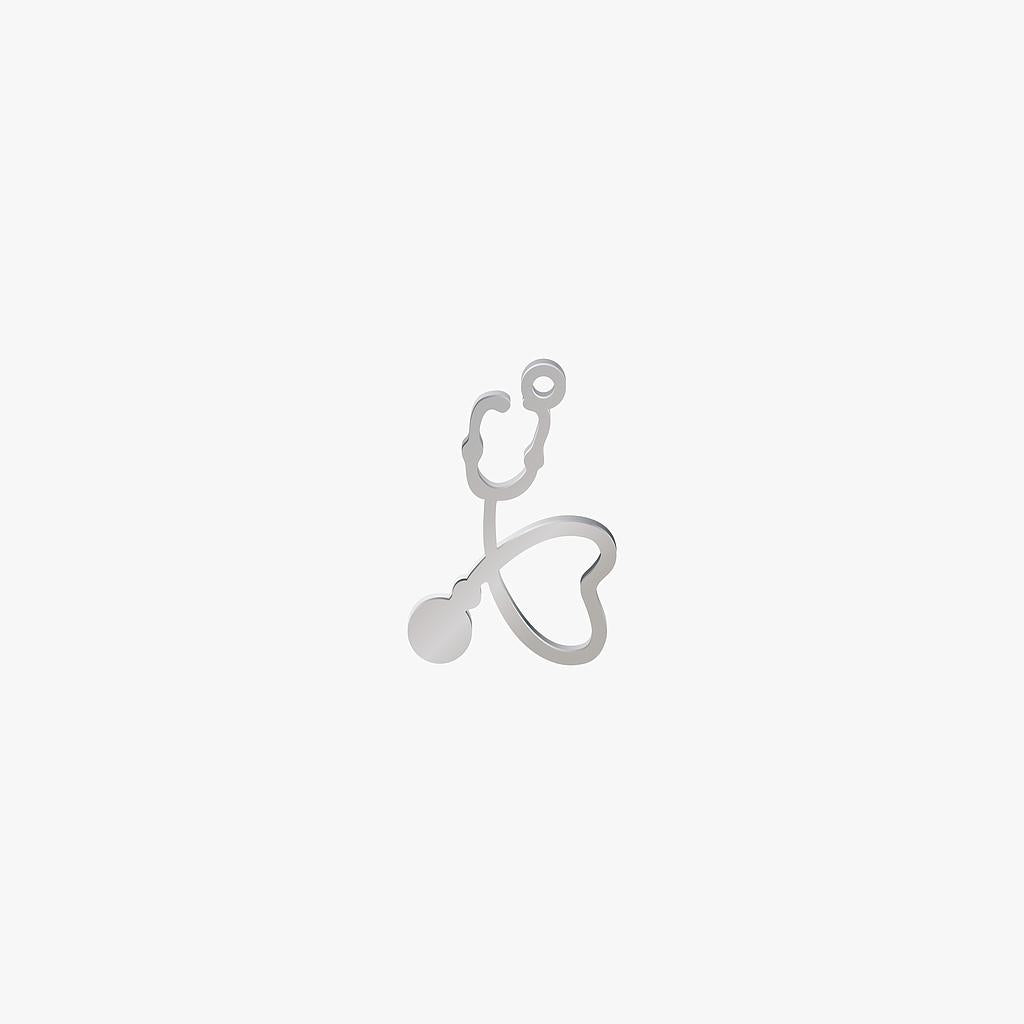 Dije Acero Estetoscopio Corazon 31 x 19mm x 1mm 1 Argolla
