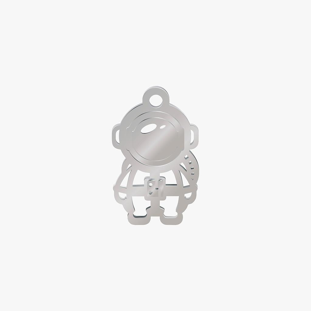 Dije Acero Astronauta Plateado 15 x 10mm x 1mm 1 Argolla