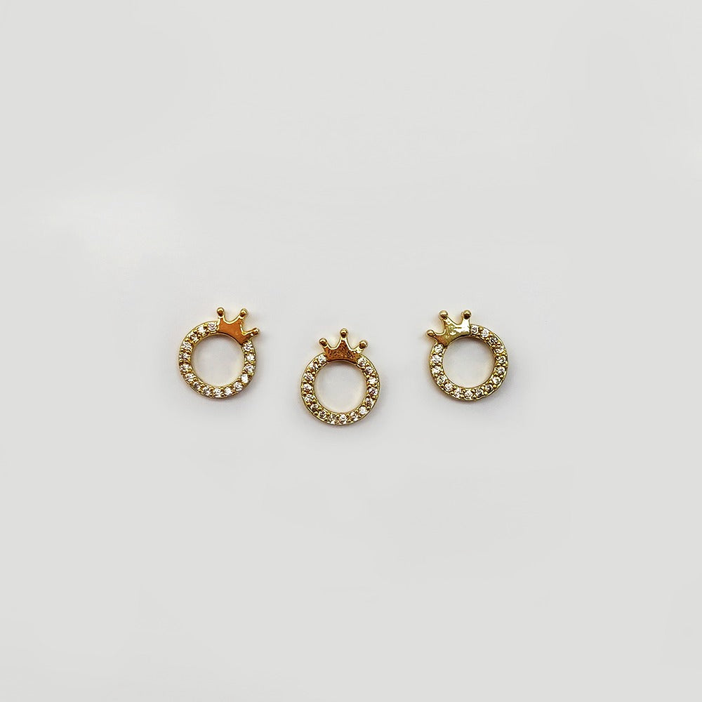 Separador Corona Baño Oro Dorado con Circonita 9 x 10mm