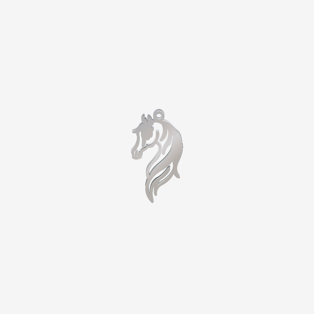 Dije Acero Caballo Plateado 25 x 14mm x 1mm 1 Argolla