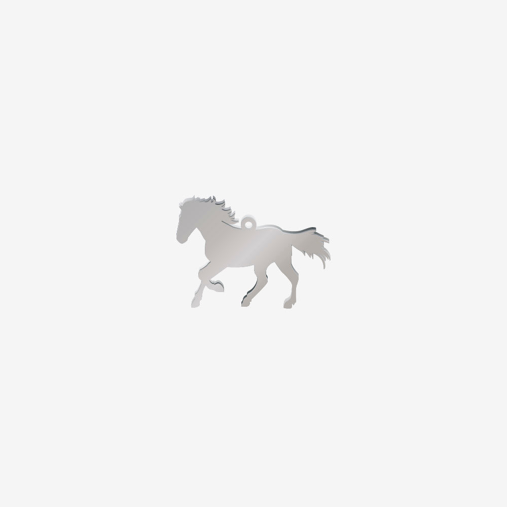 Dije Acero Caballo Plateado 17 x 26mm x 1mm 1 Argolla