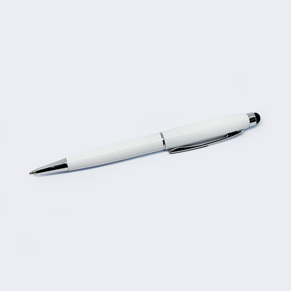 Bolígrafo Elegante Blanco-plateado con Goma para Pantalla Tactil