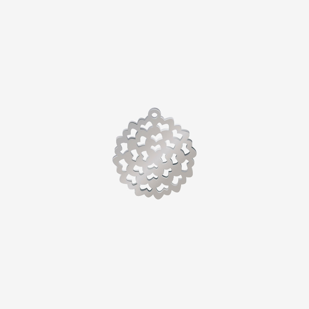 Dije Acero Circulo Flor Plateado 21 x 20mm 1 Argolla