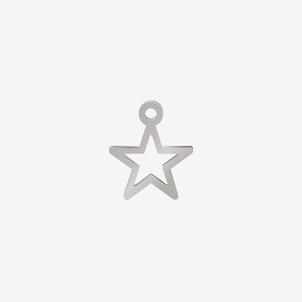 Dije Acero Estrella Plateado 12 x 10.5mm x 1mm 1 Argolla