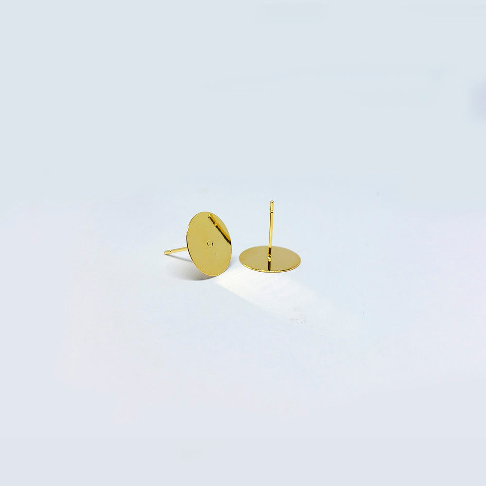 Base para Arete Baño Oro Dorado Plana 12mm