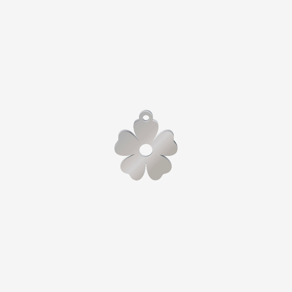 Dije Acero Flor 5 Petalos Plateado 15 x 14mm x 1mm 1 Argolla
