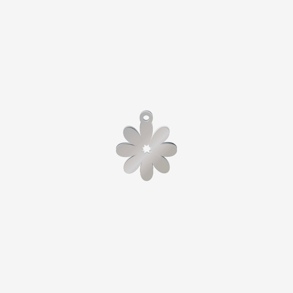Dije Acero Flor 8 Petalos Plateado 15 x 13mm x 1mm 1 Argolla