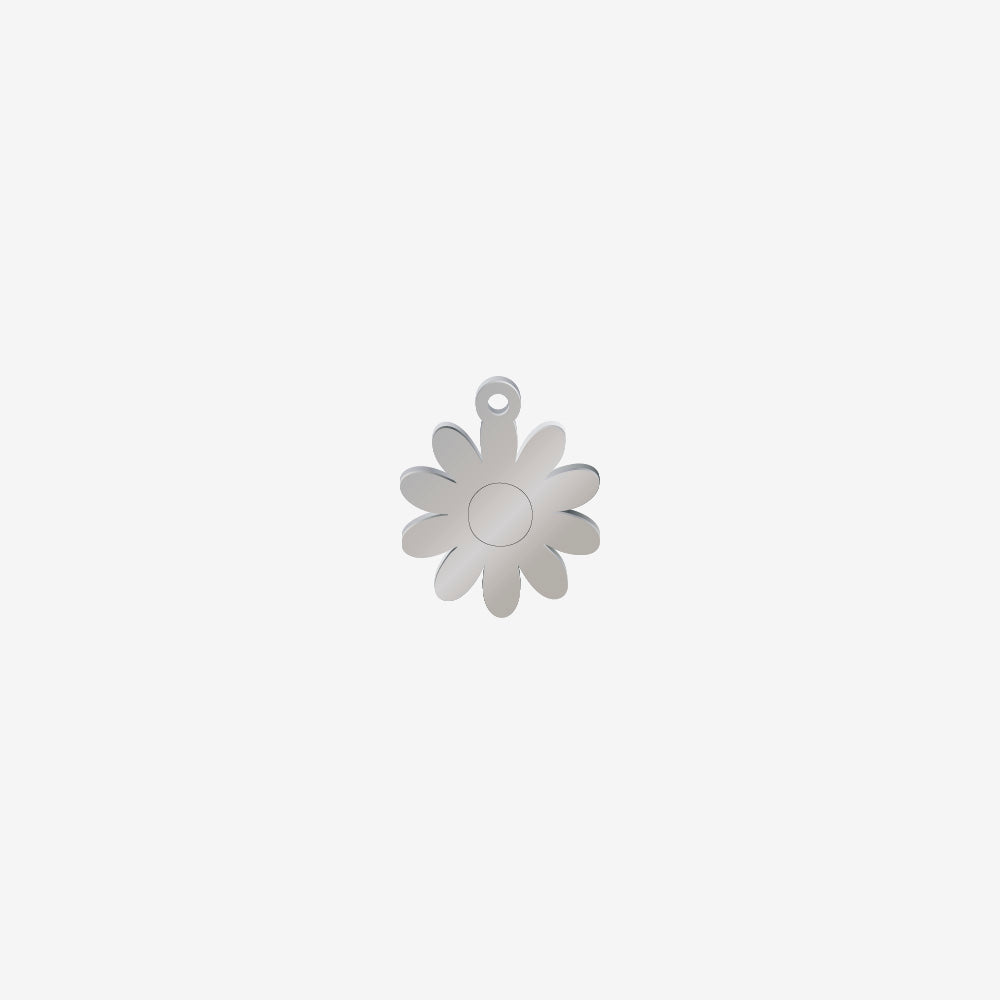 Dije Acero Flor 10 Petalos Plateado 15 x 12mm x 1mm 1 Argolla