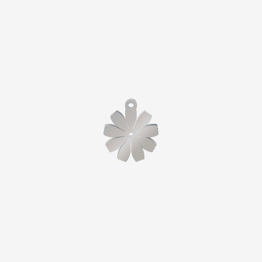 Dije Acero Flor 9 Petalos Plateado 15 x 13mm x 1mm 1 Argolla