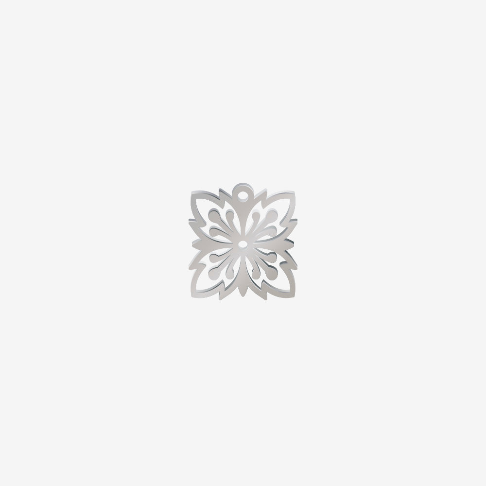 Dije Acero Flor 4 Petalos Plateado 15 x 14mm x 1mm 1 Argolla