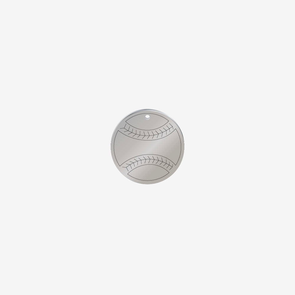 Dije Acero Bola de Beisbol Plateado 15mm x 1mm