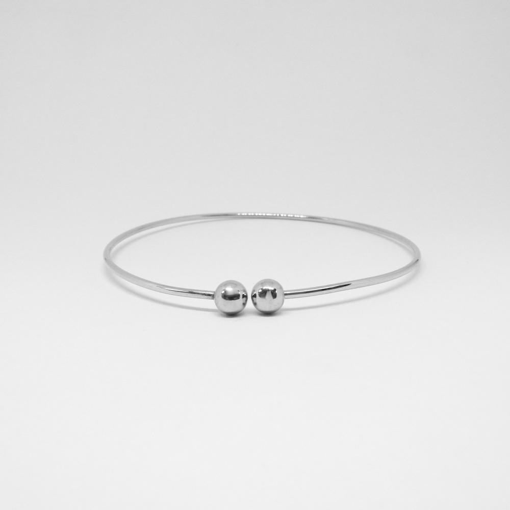 Pulsera 2 Bolas – Tono níquel