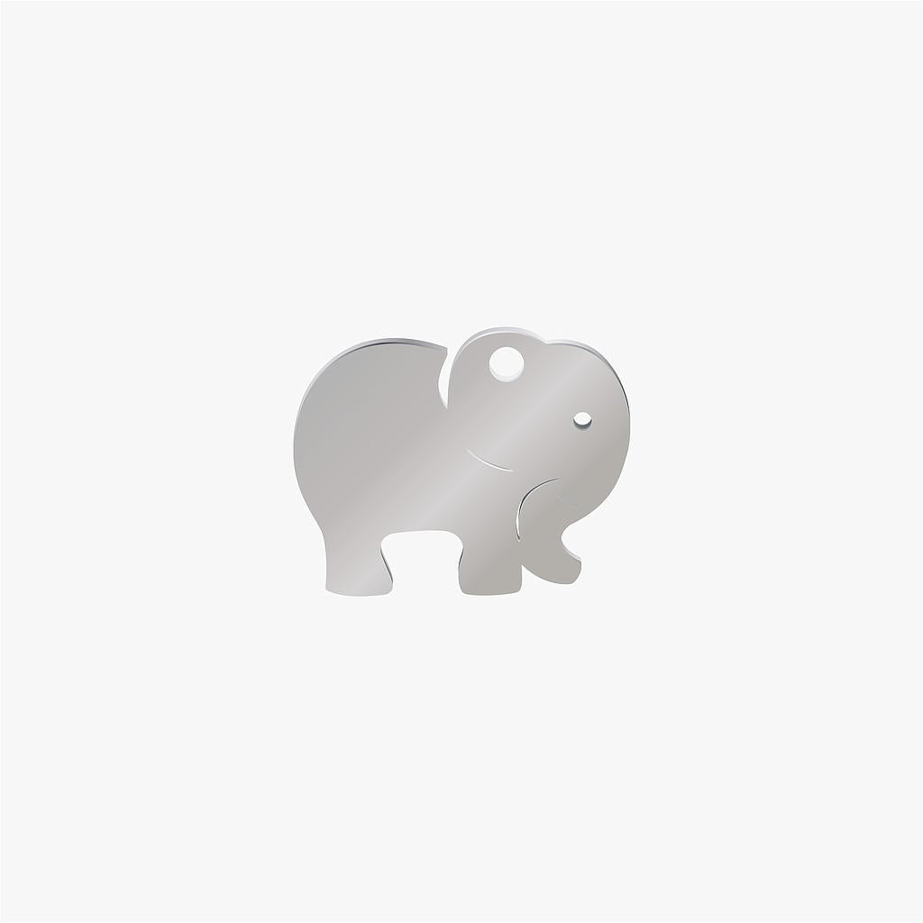 Dije Acero Elefante Plateado 11 x 13 x 1.0mm – Tono níquel