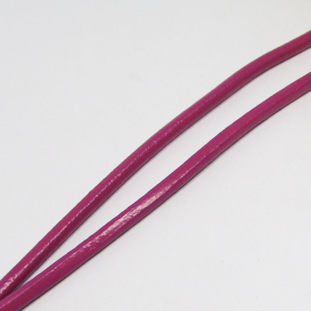Cuero Natural Liso 3mm Fucsia