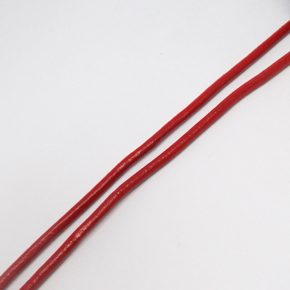 Cuero Natural Liso 3mm Rojo