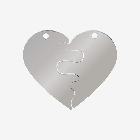 Dije Acero Corazon Partido Plateado 30 x 26mm x 2mm 1 Agujero