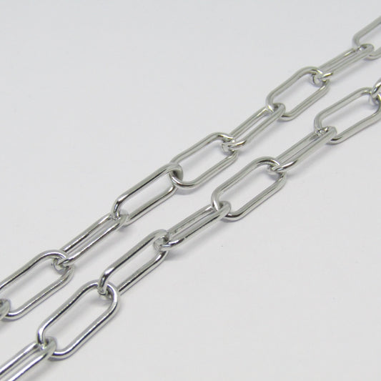 Cadena Acero Eslabon Alargado Plateada 17 x 7mm – Plateado