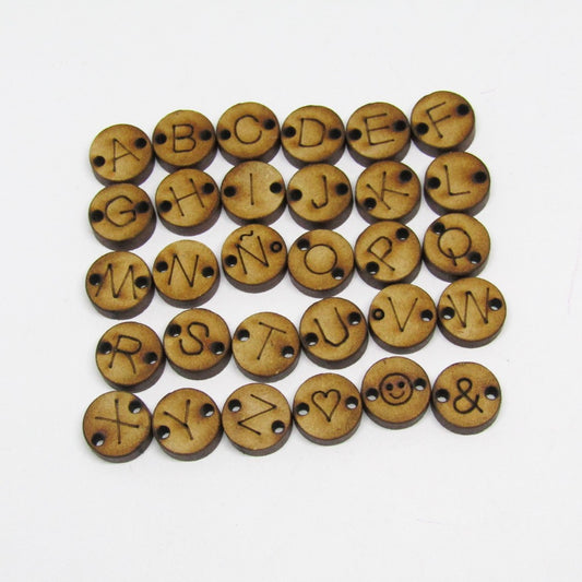 Ficha Madera con Letra Grabada/ 2 Huecos 10 x 3mm