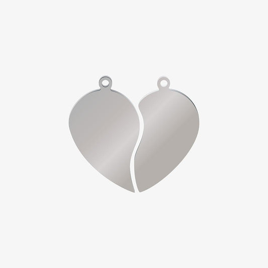 Dije Acero Corazon Plateado 2.0 x 3.2cm/ 1.9 x 3.2cm x 1mm 2 Pcs