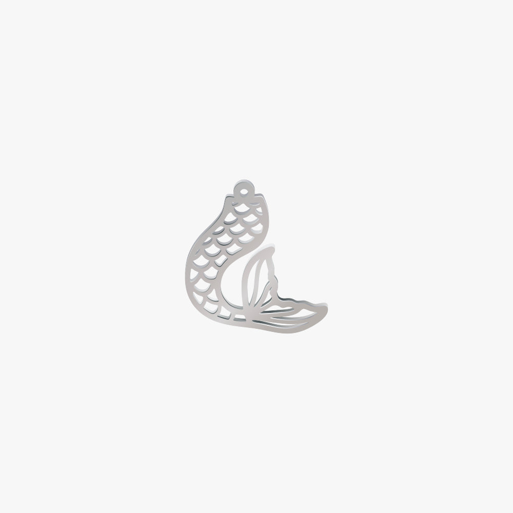 Dije Acero Cola de Sirena Plateado 20 x 15mm x 1mm 1 Argolla