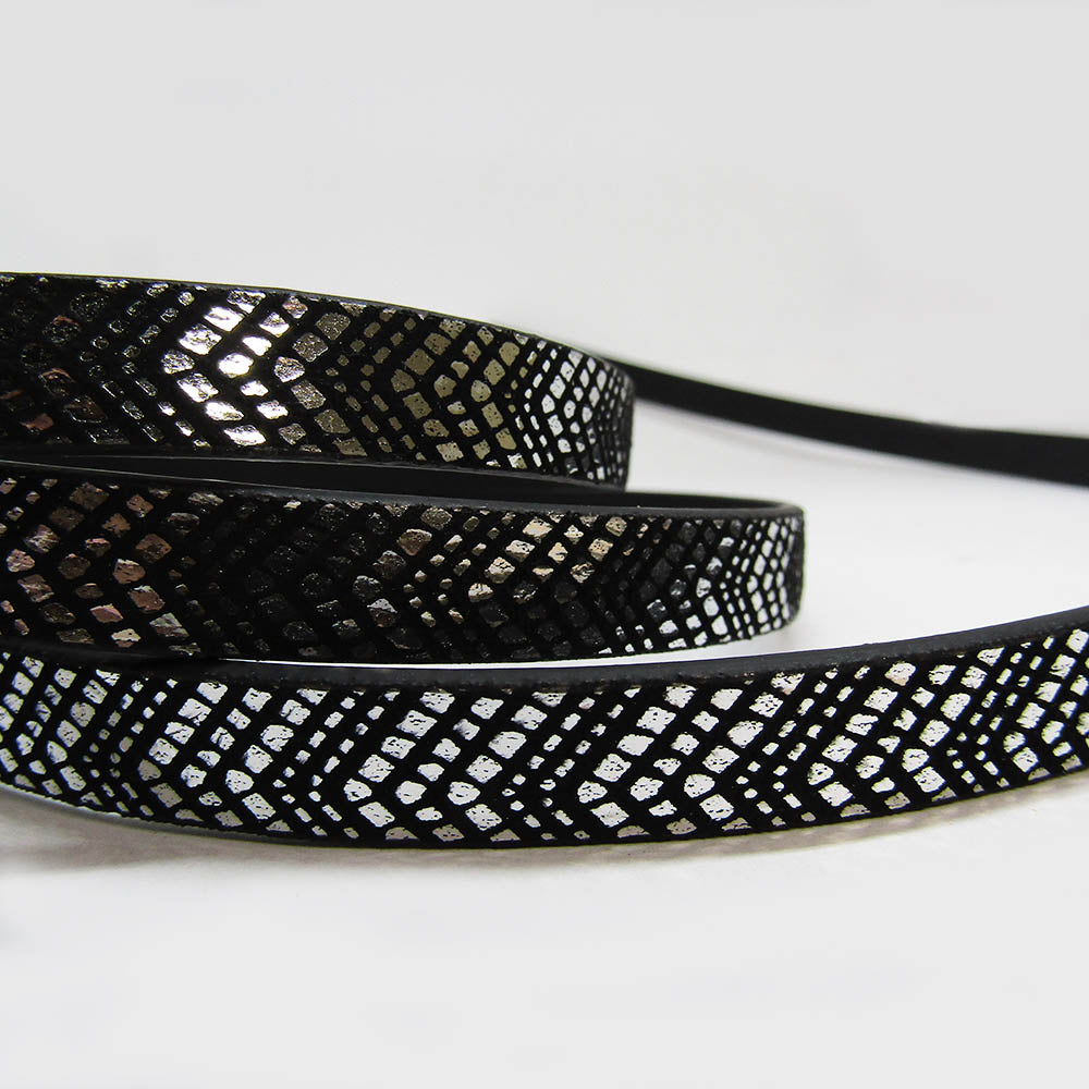 Cuero Natural Plano Negro-plateado 10 x 2mm x 101.5cm
