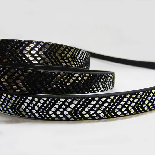 Cuero Natural Plano Negro-plateado 10 x 2mm x 101.5cm