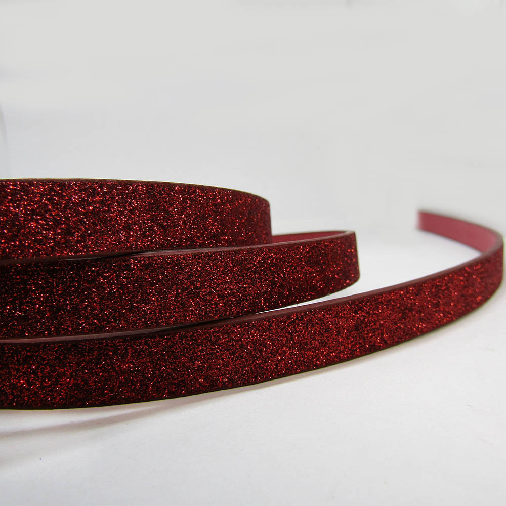 Cuero Natural Plano Rojo-brillos 10 x 2mm x 101.5cm
