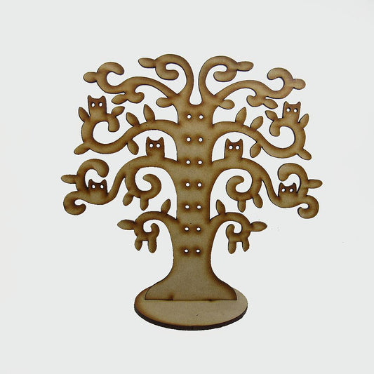 Exhibidor Arete Madera 3mm Arbol Mediano 25cm