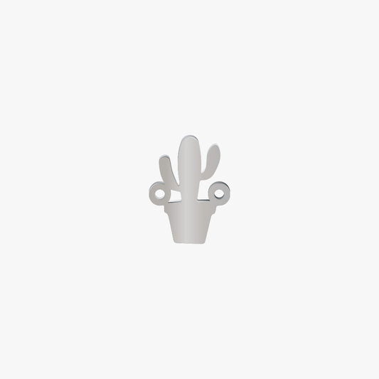 Dije Acero Cactus Plateado 15 x 11mm x 1mm 2 Argolla