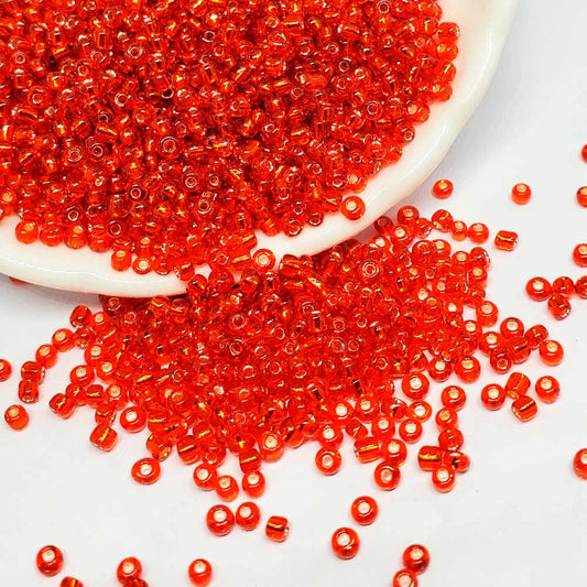Mostacilla Rojo Transparente Fondo Plata 12/0