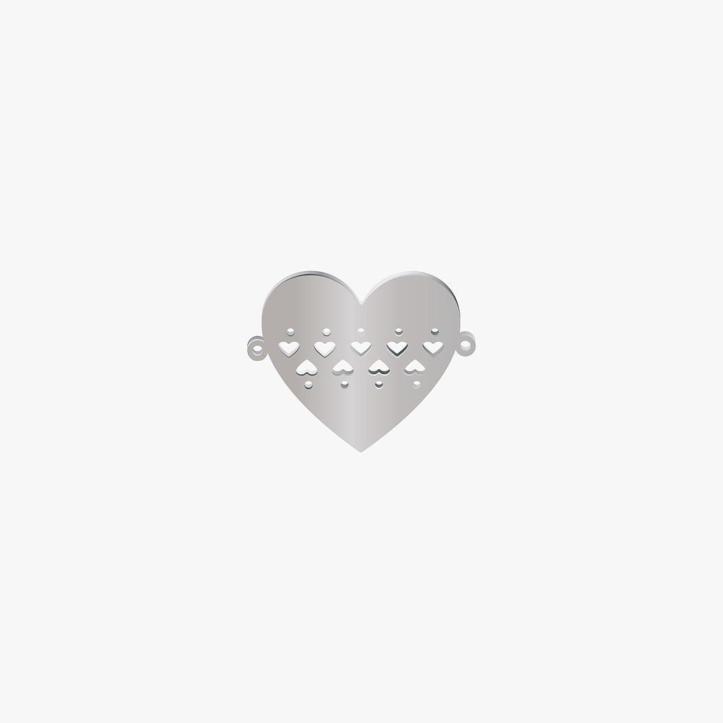 Dije Acero Corazon Plateado 15 x 21mm x 1mm 2 Argolla