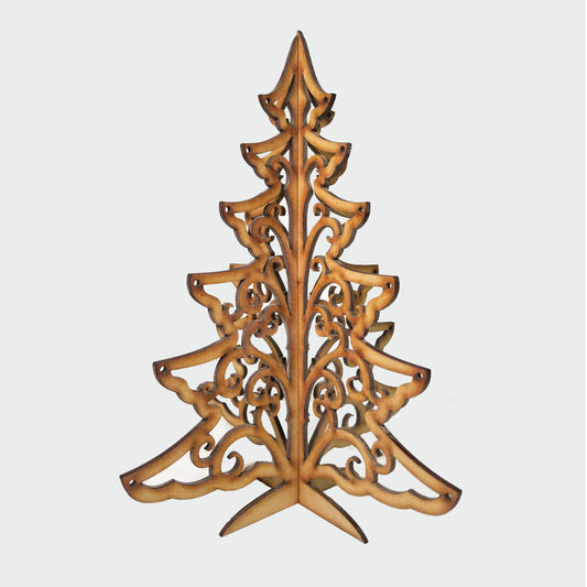 Exhibidor Madera 3mm Arbol Navidad 35cm