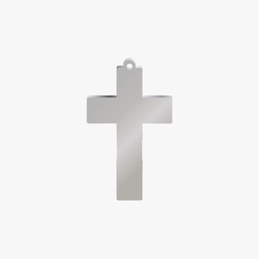 Dije Acero Cruz Ancha Plateado 39 x 25mm x 2mm 1 Argolla