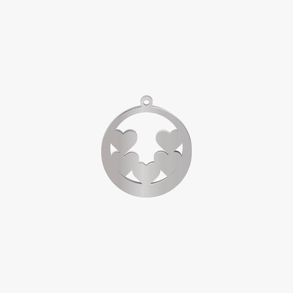 Dije Acero Circulo 5 Corazones 30mm x 1mm 1 Argolla