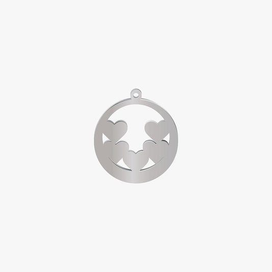 Dije Acero Circulo 5 Corazones 30mm x 1mm 1 Argolla