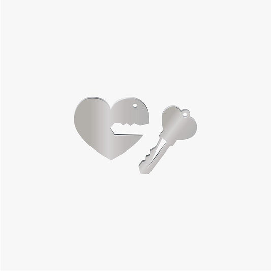 Par Dije Acero Corazon 25 x 30mm/llave 31 x 15 x 1mm 1 Agujero