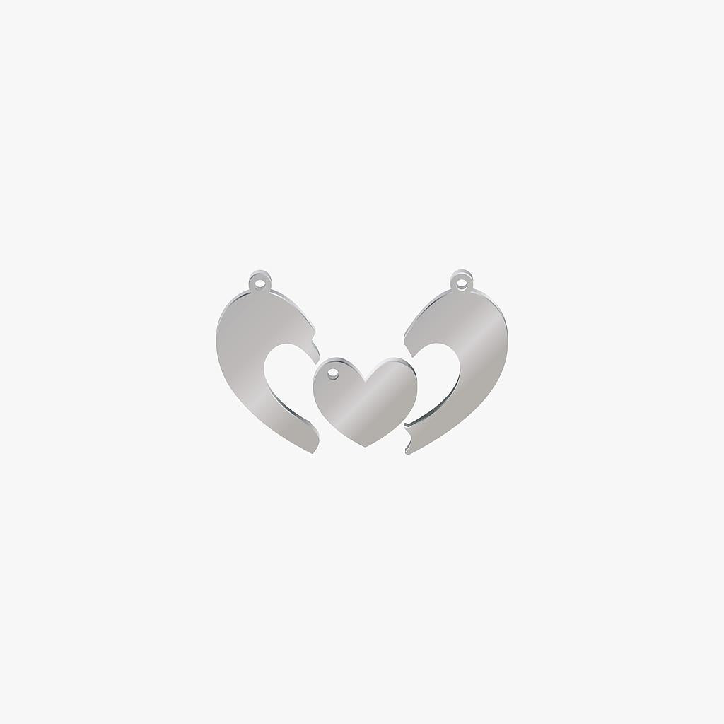 Dije Acero Corazon Partido 32 x 17.5mm C/u con Argolla/ 16 x 19 x 1mm 1 Agujero