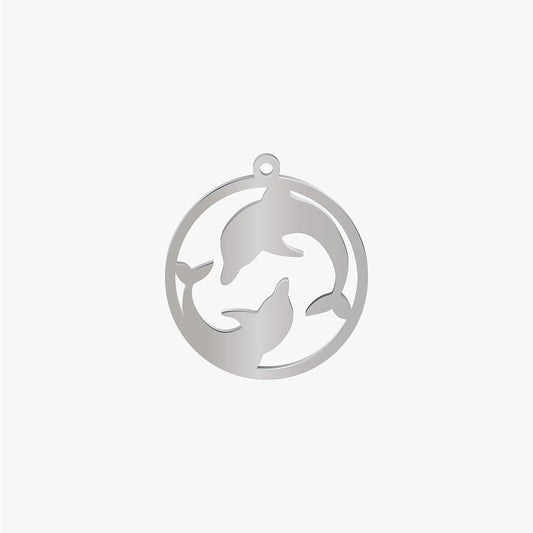 Dije Acero Circulo Delfines 30mm x 1mm 1 Argolla