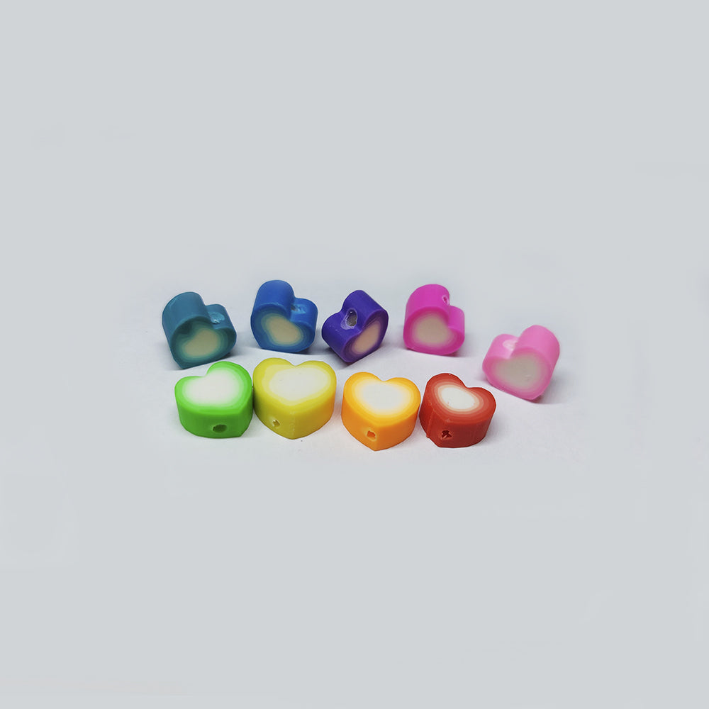 Figura Fimo Corazon Multicolor-fondo Blanco 9 x 10mm x 5mm x 20pcs