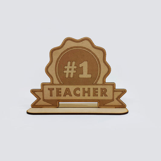 Teacher Numero 1 con Base Mdf 15.5 x 20cm x 3mm