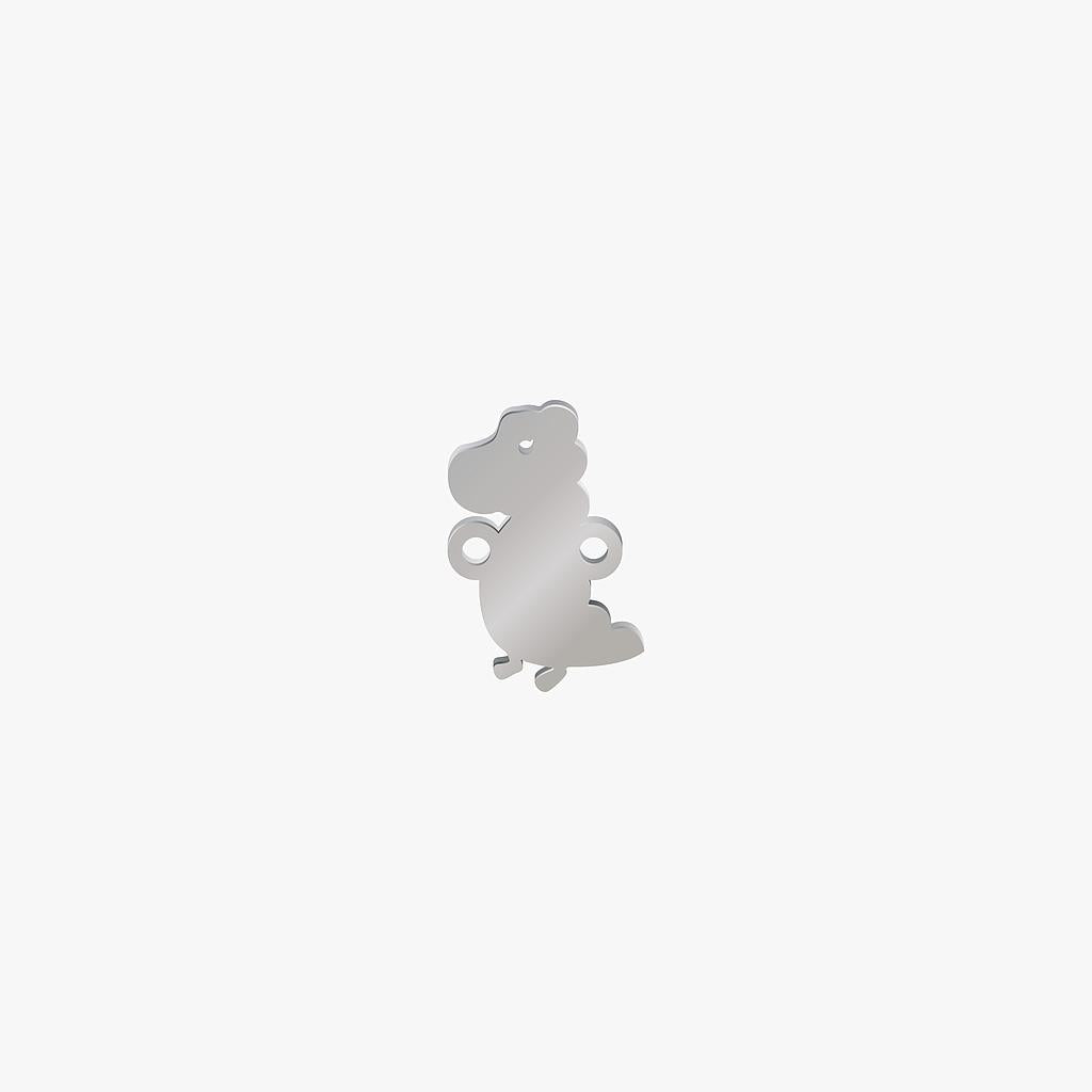 Dije Acero Dinosaurio 15 x 9mm x 1mm 2 Argollas