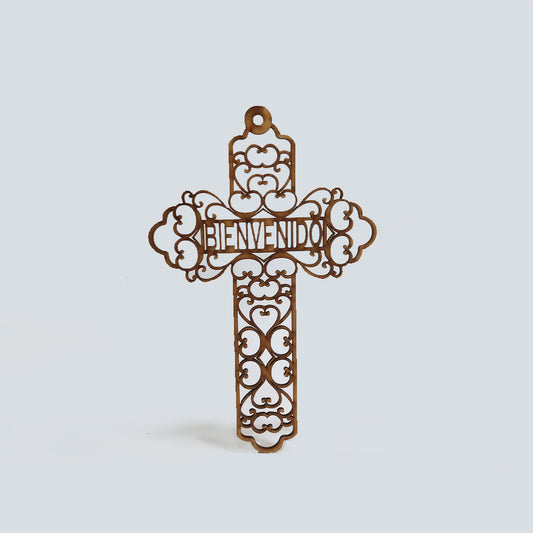 Cruz Carigoleada Bienvenido Mdf 26 x 17.2cm x 3mm 1 Argolla