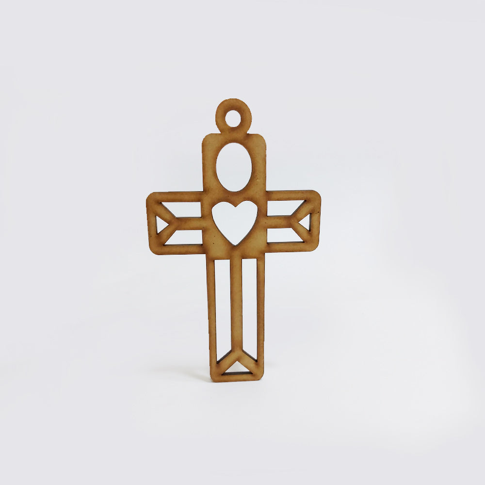 Cruz Corazon Mdf 15 x 8.7cm x 3mm 1 Argolla