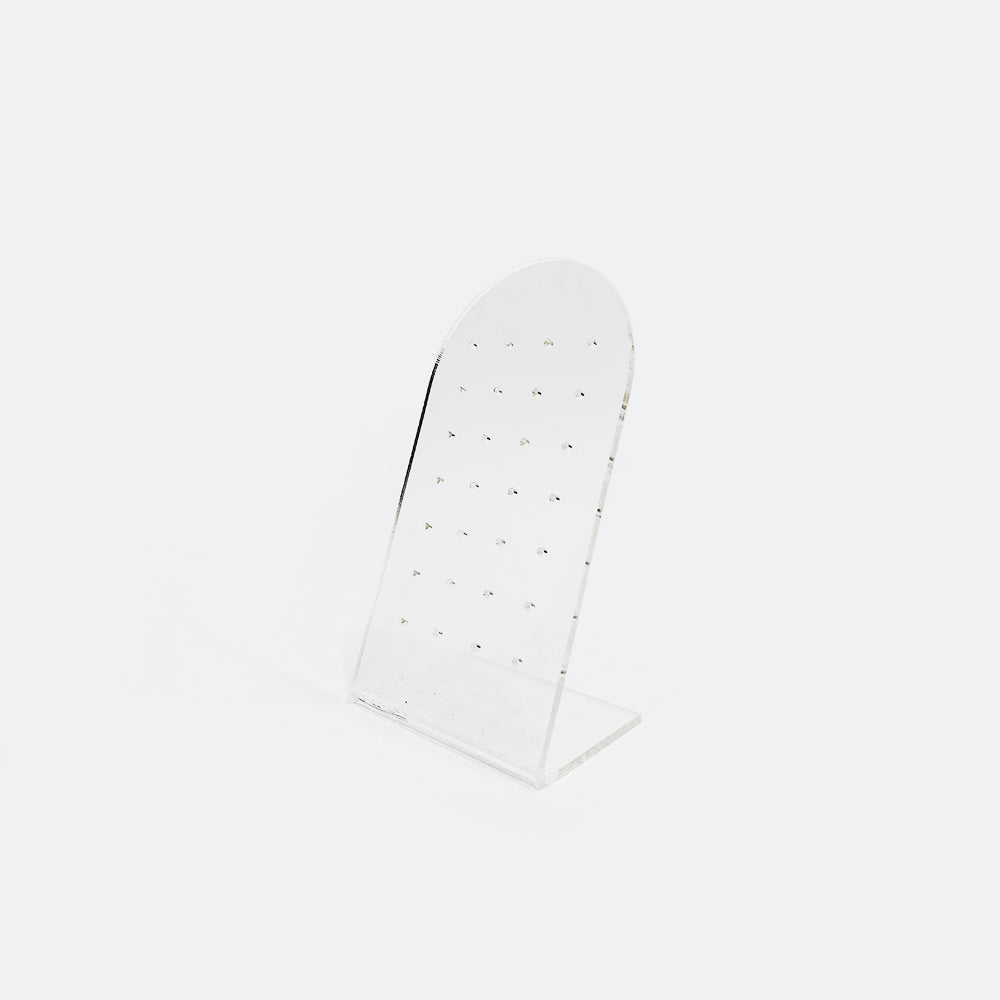 Exhibidor 2 Arete 28 Ag. Acrílico 13 x 7cm x 3mm (base 5cm)